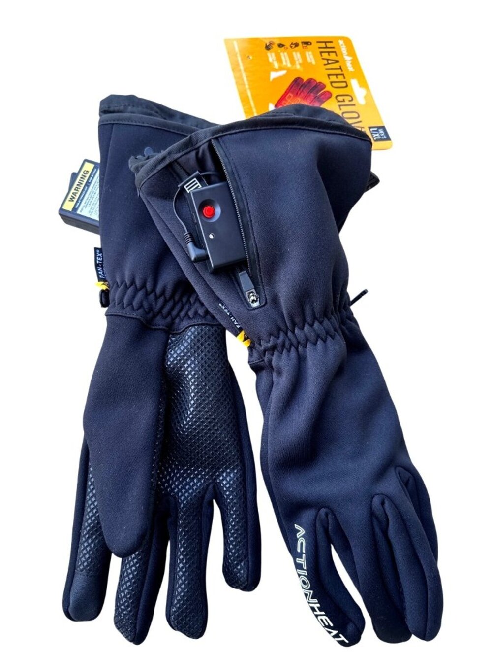 Action Heat Gloves Men's L-XL Black AA Battery Waterproof NWT